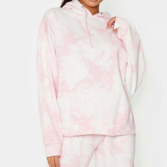 PrettyLittleThing Tops - PrettyLitteThing Pink Tie Dye Hoodie Lounge Set